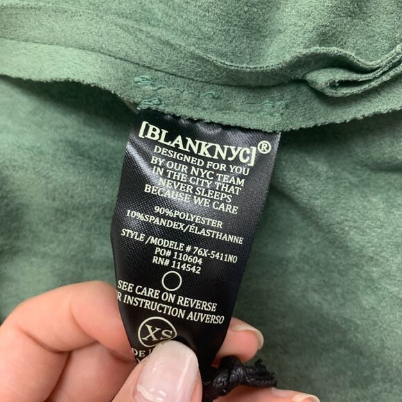 BlankNYC Jacket Womens XS Sage Vegan Suede Waterfall Lapel Drawstring Waist - Picture 9 of 15